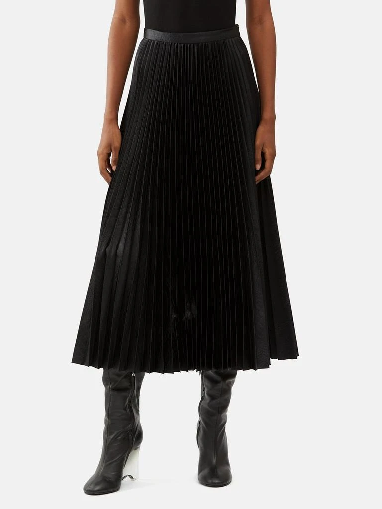 Alaïa Pleated croc-embossed faux-leather midi skirt 1