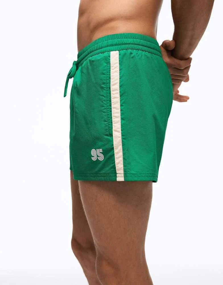 Bershka Bershka Retro short swimsuit in blue 3