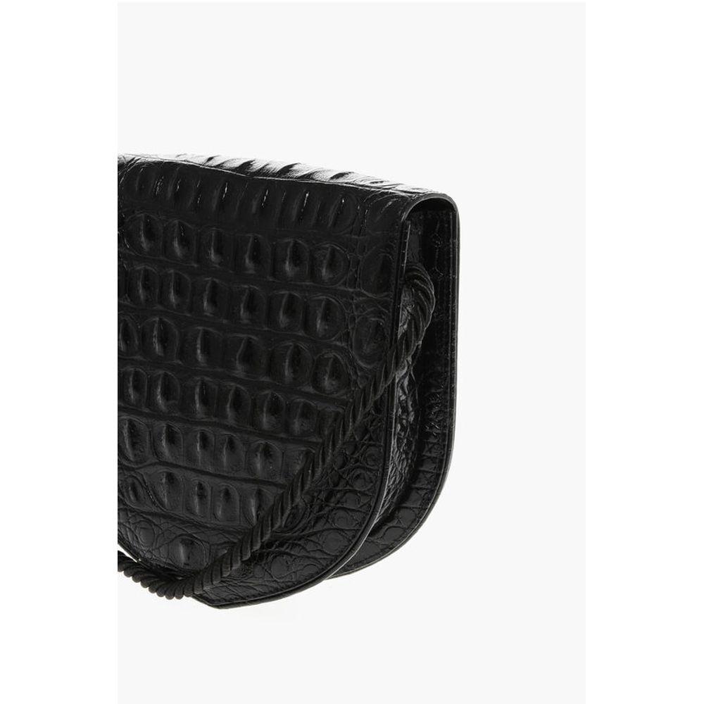 Celine Embossed Leather ECUSSON Crossbody Bag with Crocodile Women's Finish