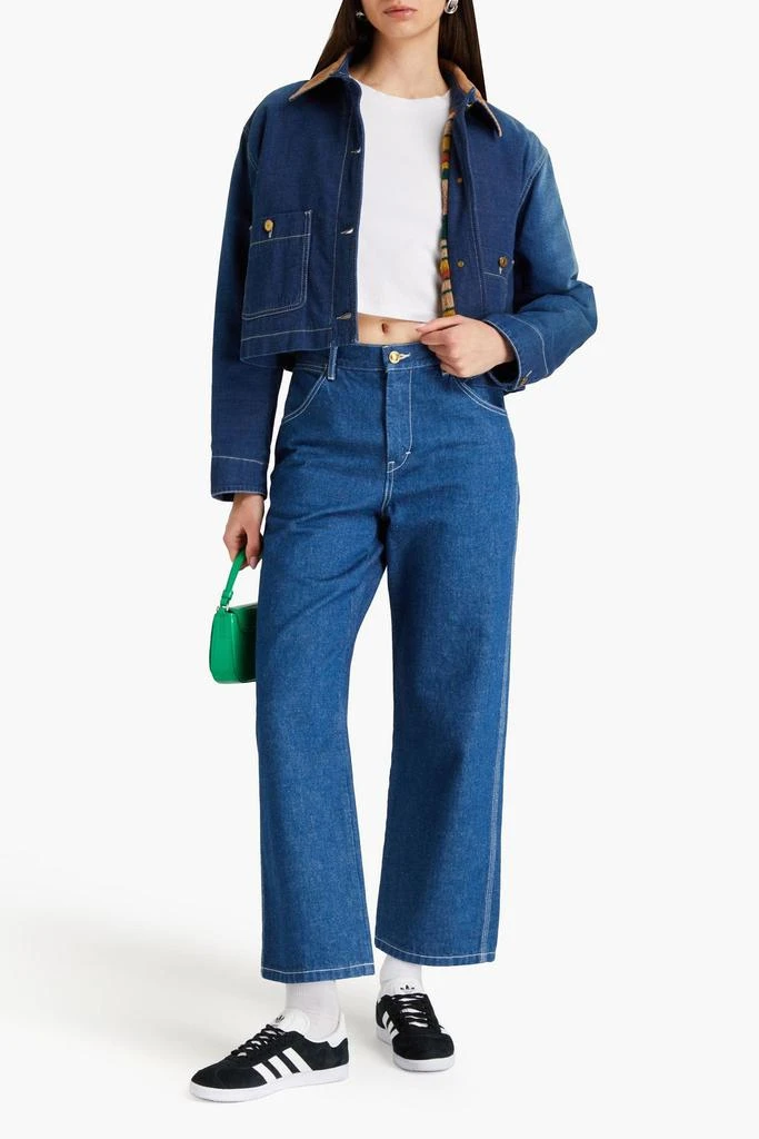 Gucci Cropped corduroy-trimmed denim jacket 2