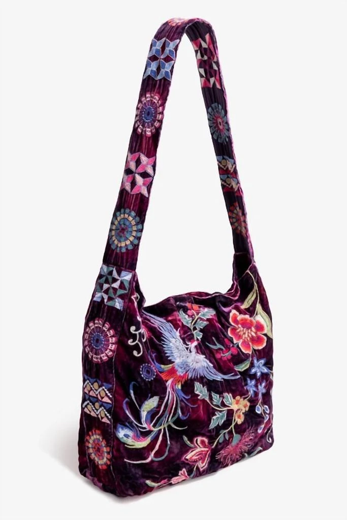 Johnny Was Velvet Wide Strap Tote Bag -Nikkola In Cerise Plaid 2