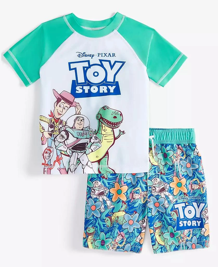 Toy Story Toddler Boys Rash Guard & Swim Trunks Two-Piece Swimsuit 1