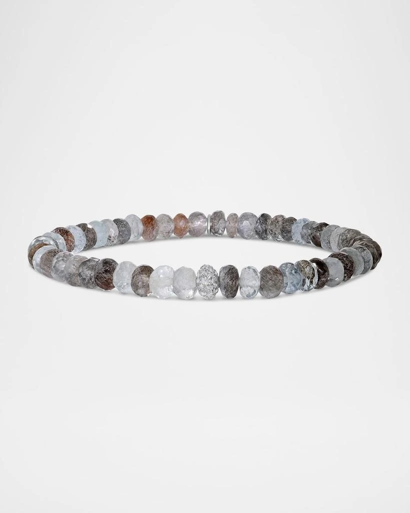 Sheryl Lowe 5mm Moss Aquamarine Mini Bracelet with One Diamond Donut 1