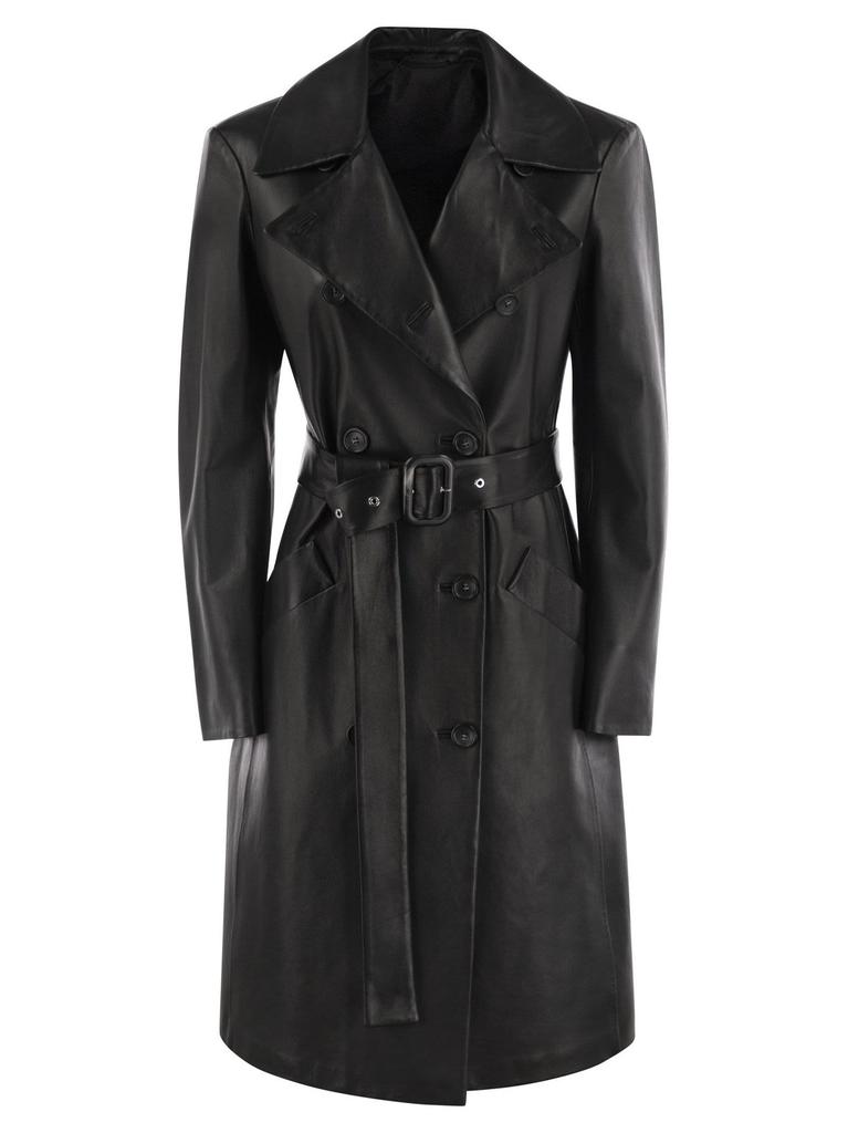 ジャケット Sportmax Long Double-Breasted Black Jacket With Belt Blazers, Waistcoats, Bombers, Suits, Bikers, Light Jackets