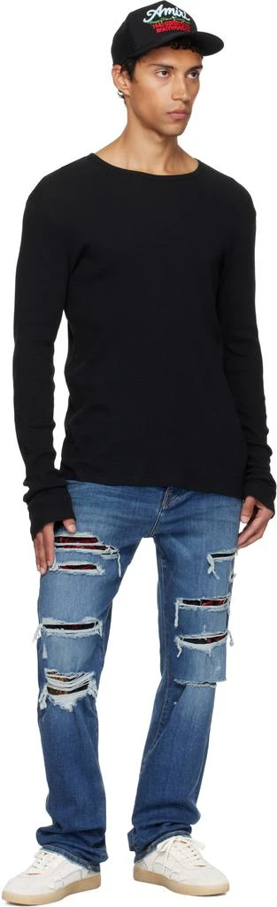 AMIRI Blue Floral Velvet Slim Thrasher Jeans 4