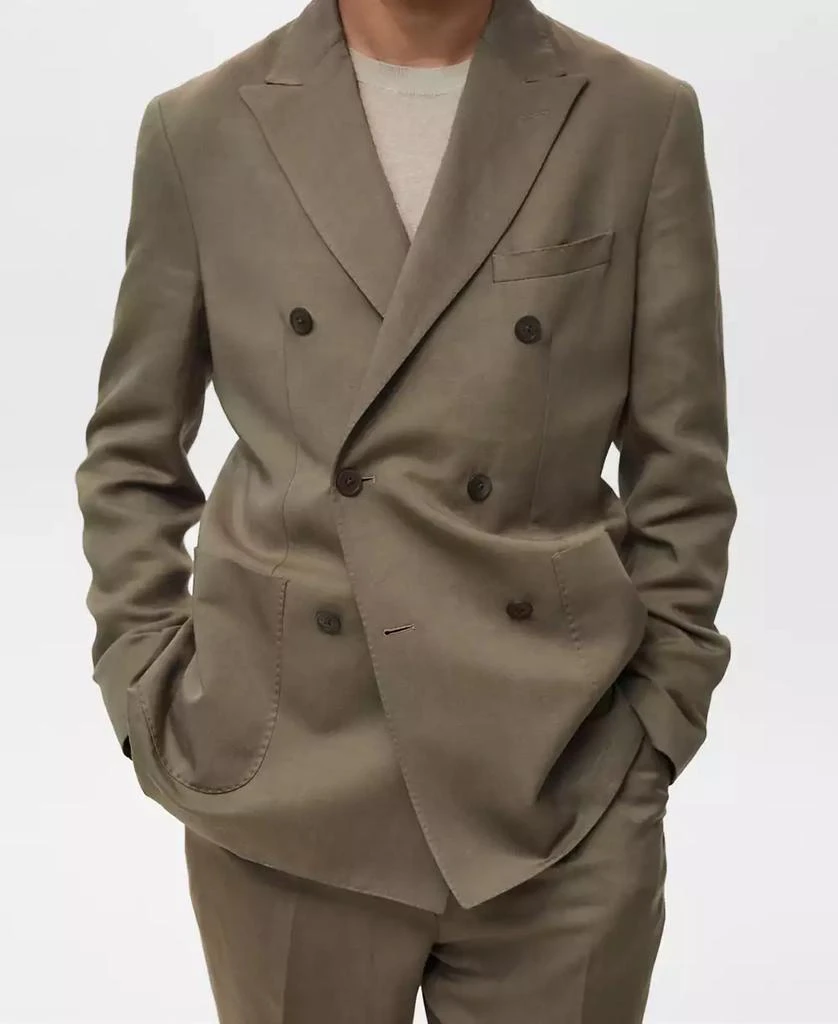 Mango Men's Linen Slim-Fit Double-Breasted Suit Blazer 6
