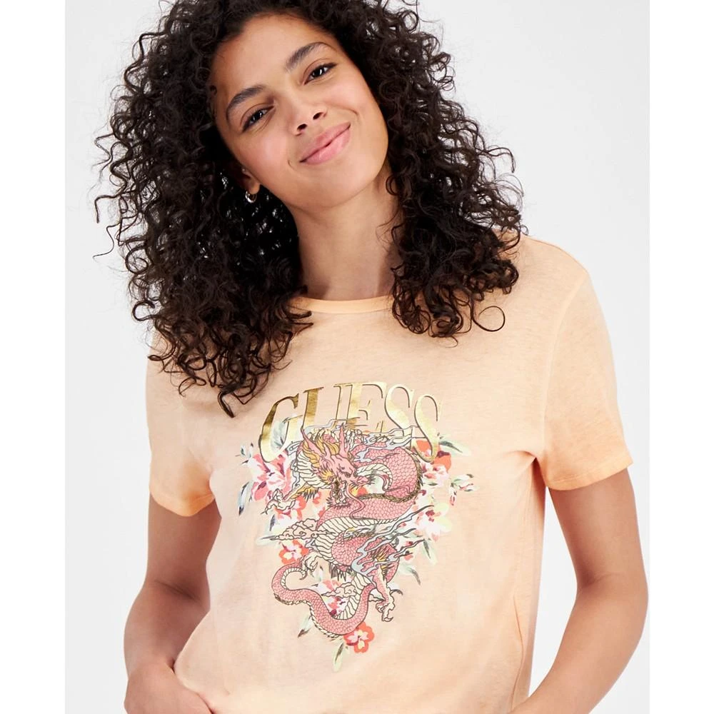 GUESS Women's Dragon Short-Sleeve Crewneck Logo T-Shirt 3