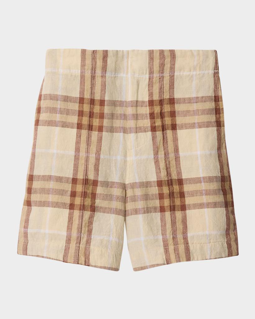 Burberry Boy's Elijah Check Linen Shorts, Size 3-14