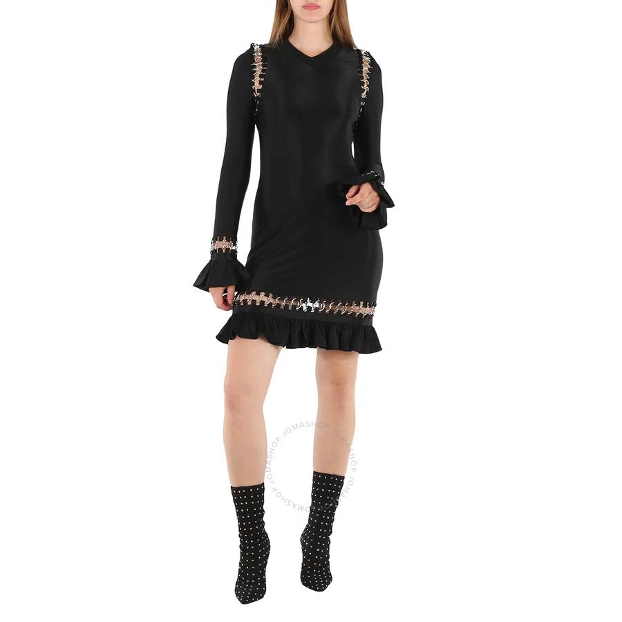 Burberry Ladies Black Ring Pierced Stretch Jersey Mini Dress 2