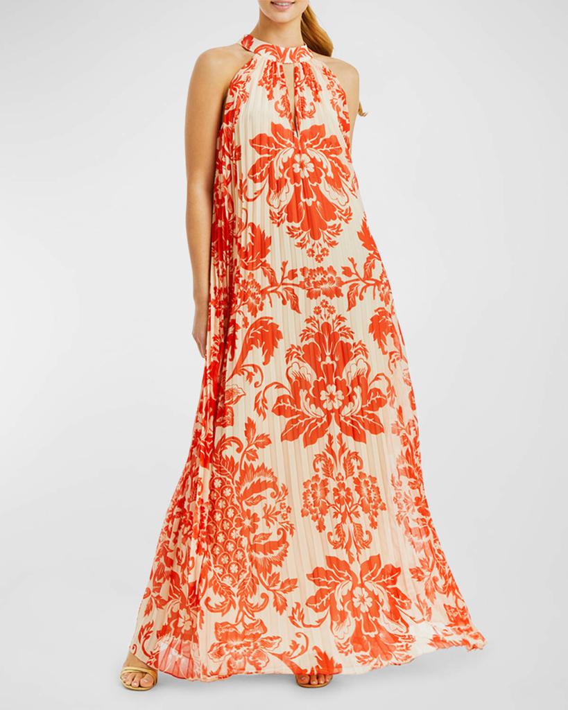 Mestiza New York Almeria Pleated Floral-Print Halter Gown