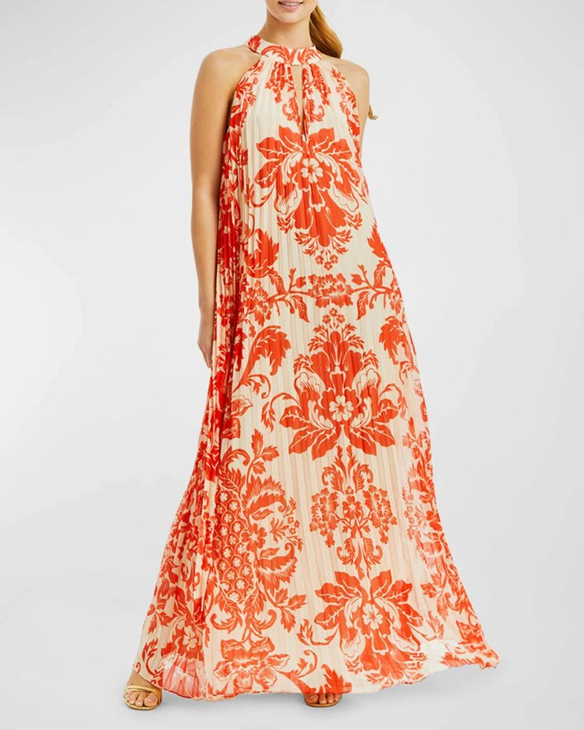 Mestiza New York Almeria Pleated Floral-Print Halter Gown 1