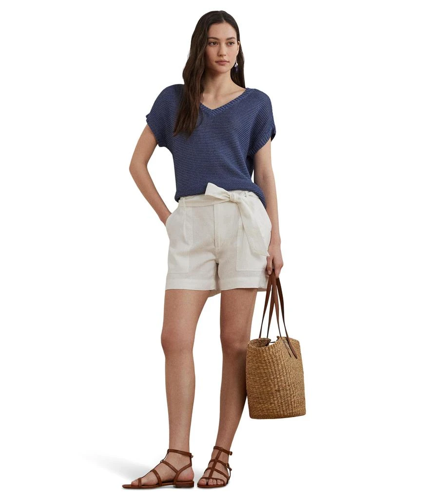 Ralph Lauren Linen-Blend Short-Sleeve V-Neck Sweater 4