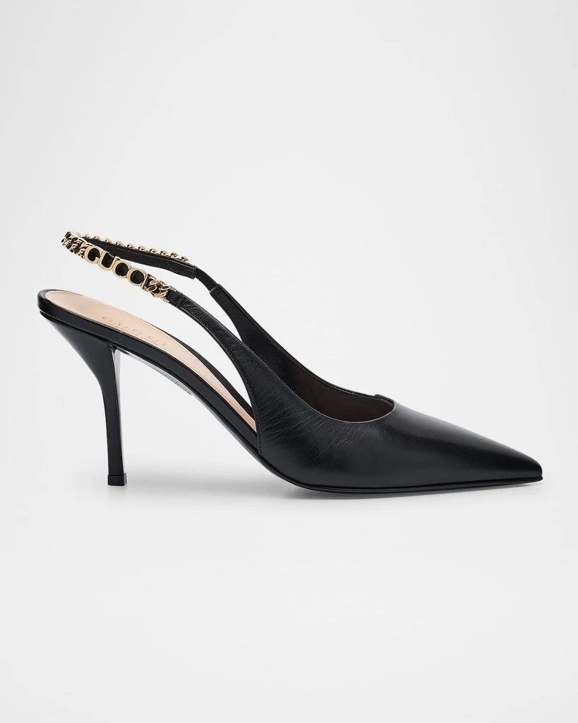 Gucci Signoria Slingback Leather Pumps 1