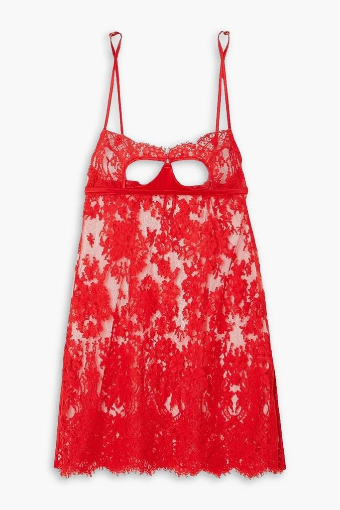 COCO DE MER Marella satin-trimmed cutout Leavers lace chemise 1