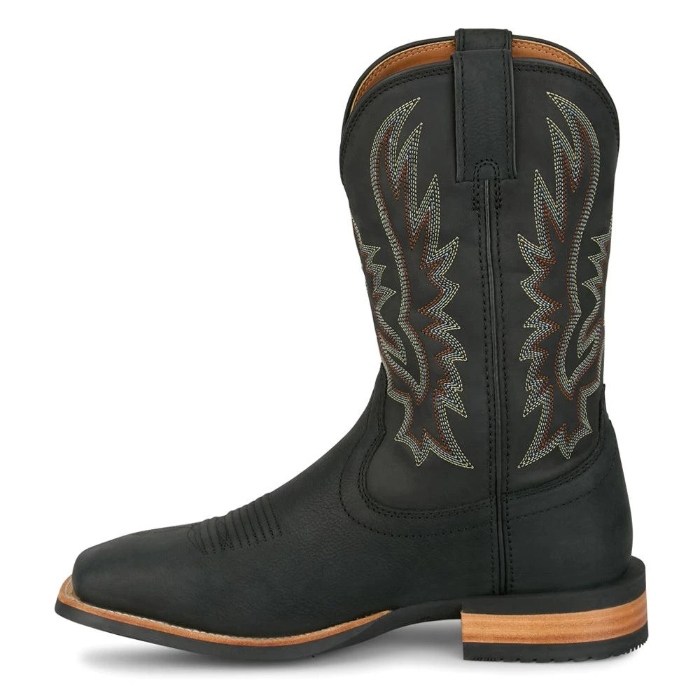 Justin Boots Rustle 11 Inch Embroidered Square Toe Pull On Cowboy Boots 3