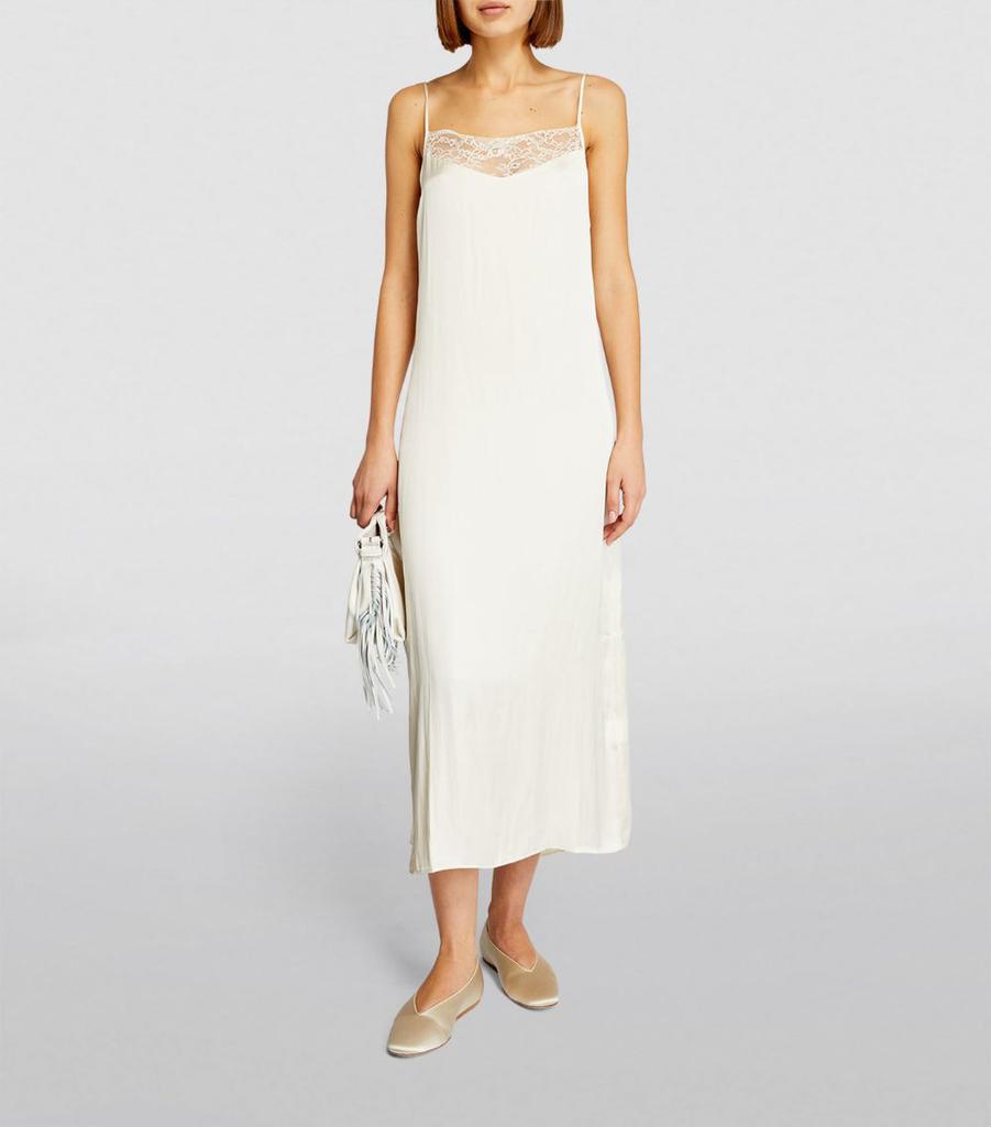 Maje Lace-Trim Slip Midi Dress