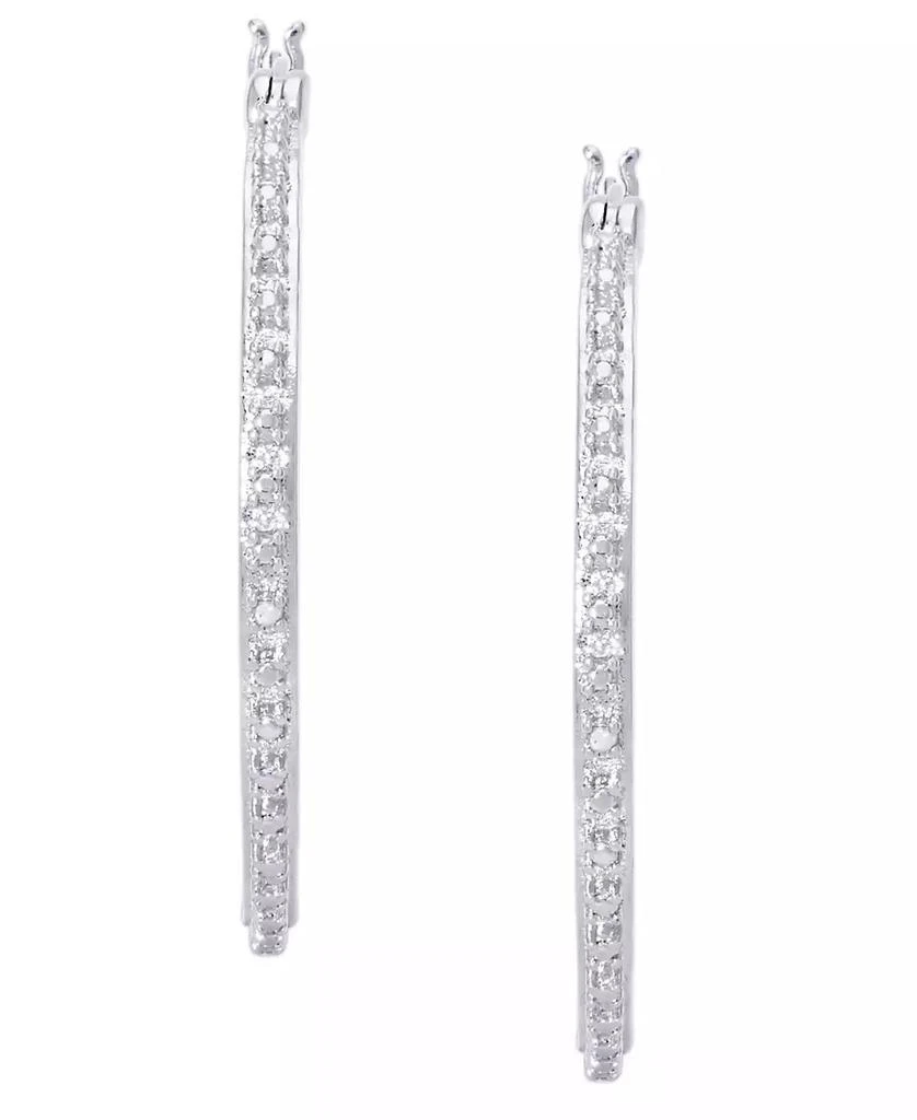 Macy
s Diamond Accent Large Thin Hoop Earrings in Silver Plate or Rose Gold Plate 2