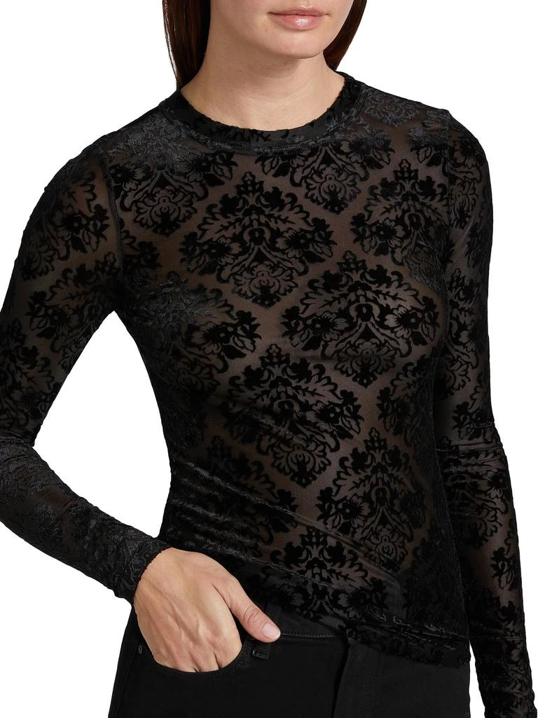 Paige Chelle Velvet Burnout Jacquard Long-Sleeve Top 4