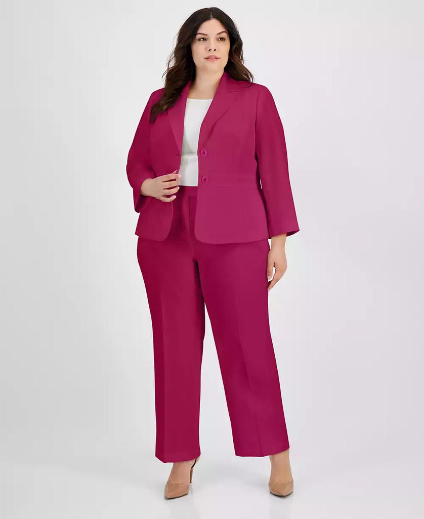 Le Suit Plus Size Crepe Two-Button Blazer Pantsuit
