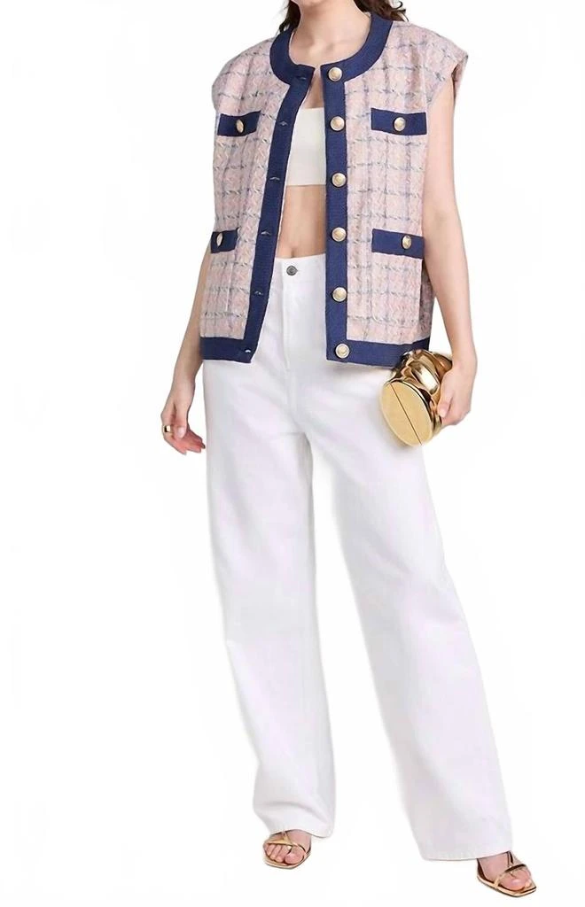 L'Agence Laurel Oversized Vest In Tan/pink 4