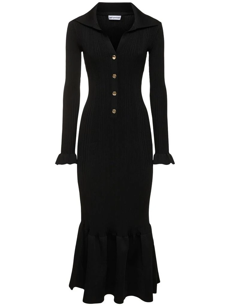 Self Portrait Fluted Rib Knit Midi Dress 1