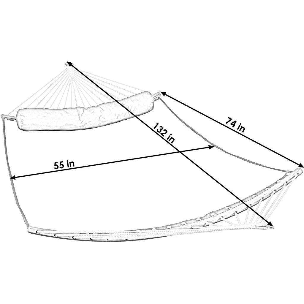 Sunnydaze Heavy-Duty Quilted 2-Person Hammock with Curved Bamboo Spreader Bars - 450 lb Weight Capacity 3