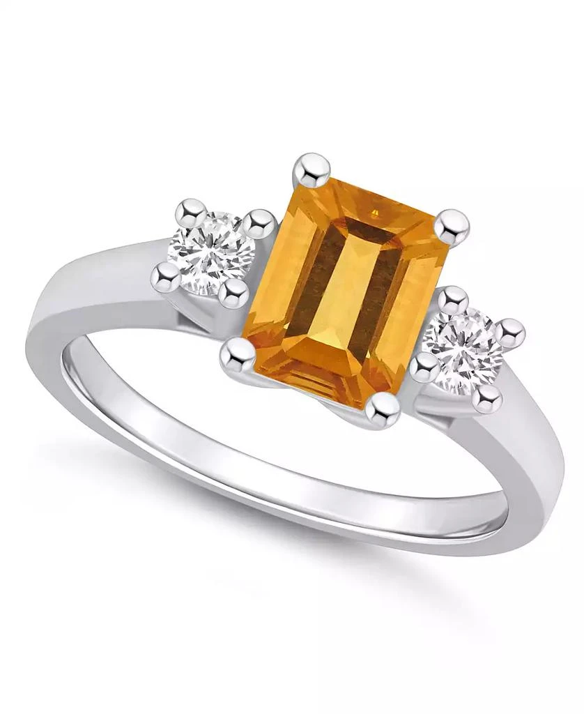 Macy's Citrine and Diamond Ring (1-5/8 ct.t.w and 1/4 ct.t.w) 14K White Gold 1