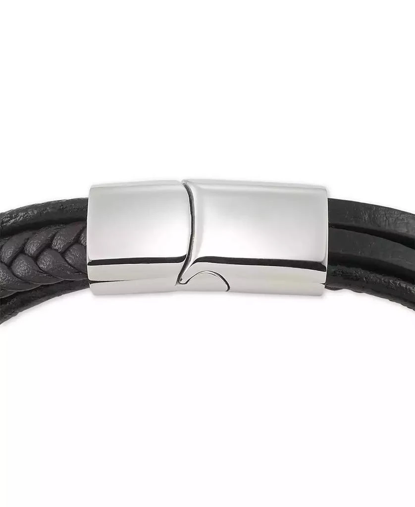 LEGACY for MEN by Simone I. Smith Men's Black & Brown Multi-Row Leather Bracelet in Stainless Steel 2