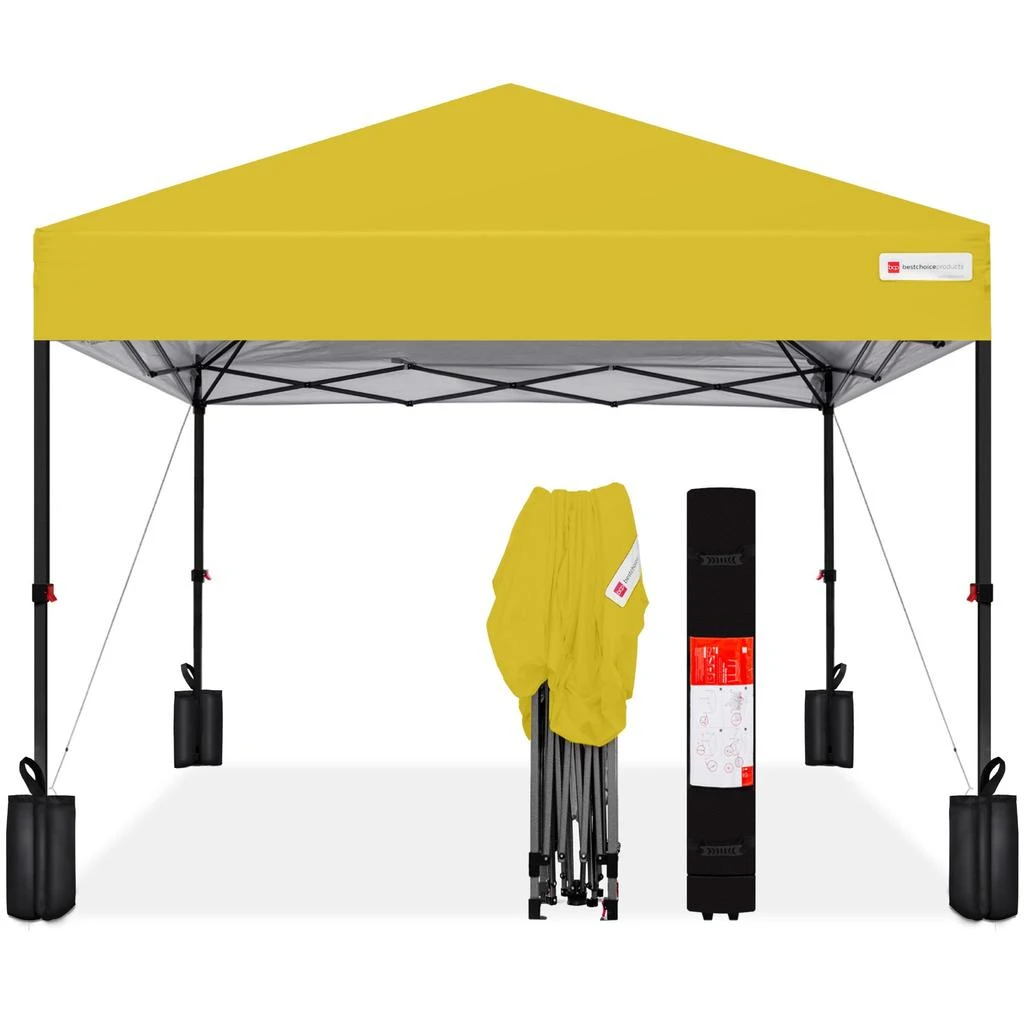 Best Choice Products 12x12ft Easy Setup Pop Up Canopy w/ 1-Button Setup, Wheeled Case, 4 Weight Bags 19