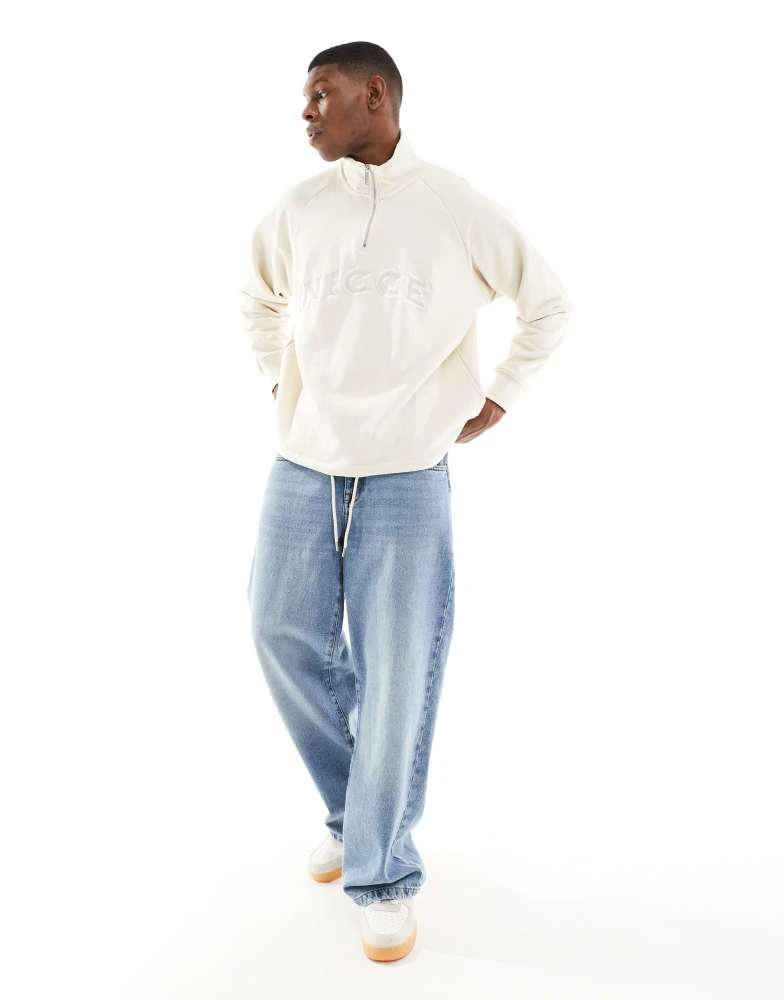NICCE Nicce 1/4 zip logo sweatshirt in white 4