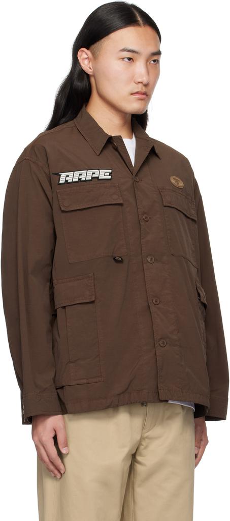 AAPE Brown Moonface Logo Multi-Pocket Shirt Jacket