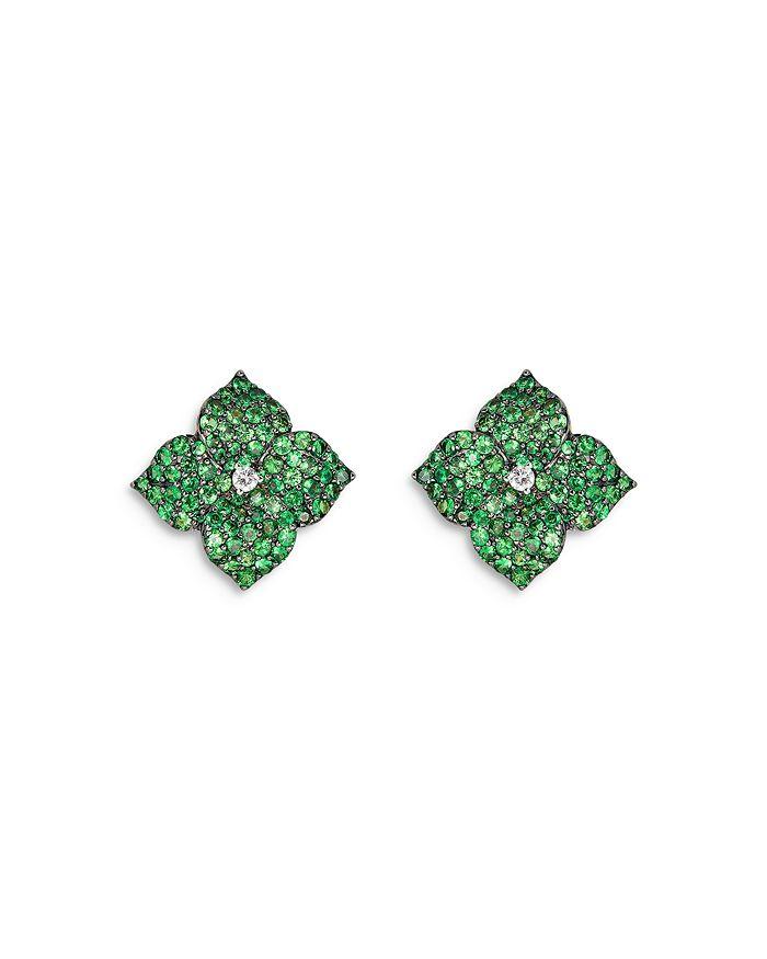 Piranesi 18K Yellow Gold Fiore Tsavorite & Diamond Pavé Flower Small Stud Earrings
