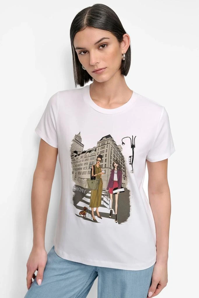 DKNY FIFTH AVE EMBELLISHED GRAPHIC TEE 1