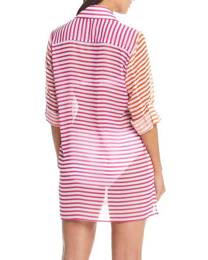 Bleu Rod Beattie Striped Button Front Cover Up Shirt