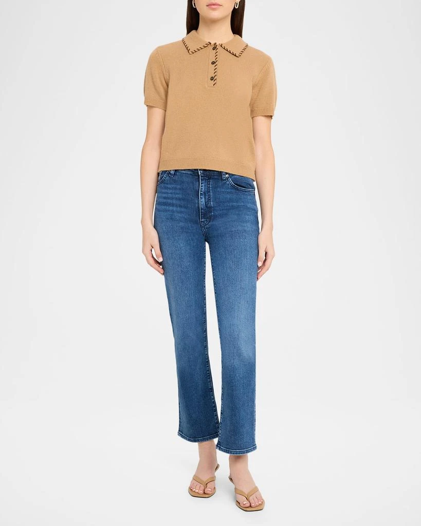 FRAME The Leather Stitch Polo Sweater 2