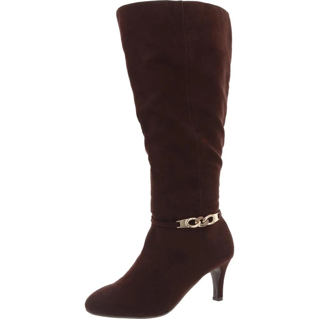 Karen Scott Hanna Womens Faux Leather Wide Calf Knee-High Boots 7