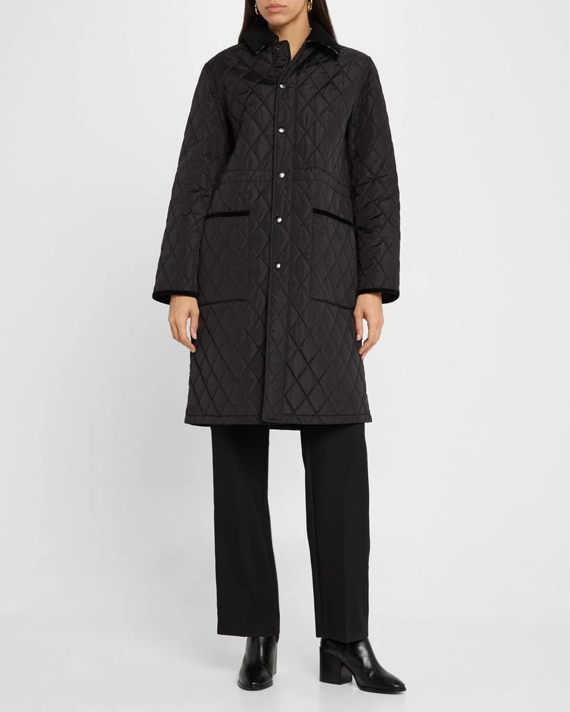 Burberry Corduroy-Collar Quilted Long Jacket 2