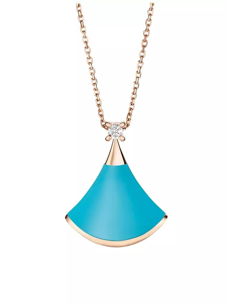 BVLGARI Divas' Dream 18K Rose Gold, Turquoise &amp; Diamond Pendant Necklace 1