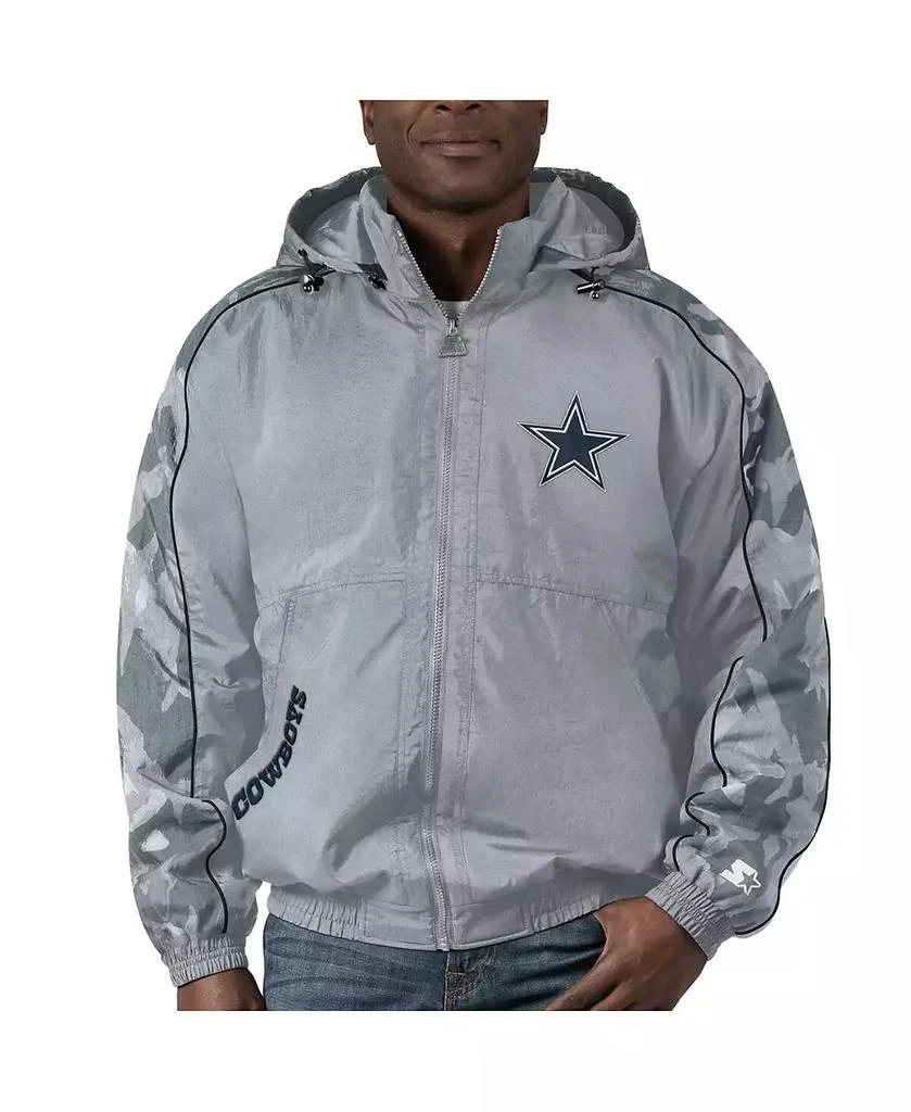 Starter Men's Silver Dallas Cowboys Throwback Thursday Night Lights Hoodie Full-Zip Jacket 1