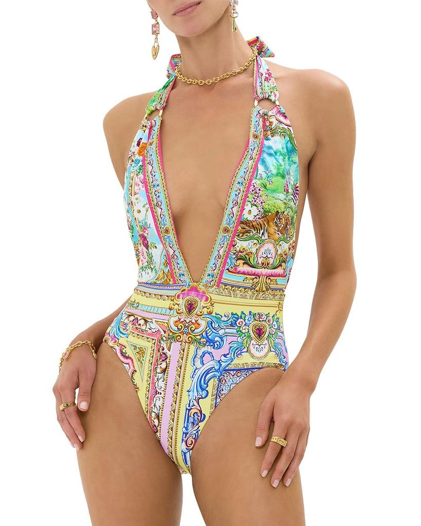 Camilla Plunge Halter One Piece Swimsuit 1