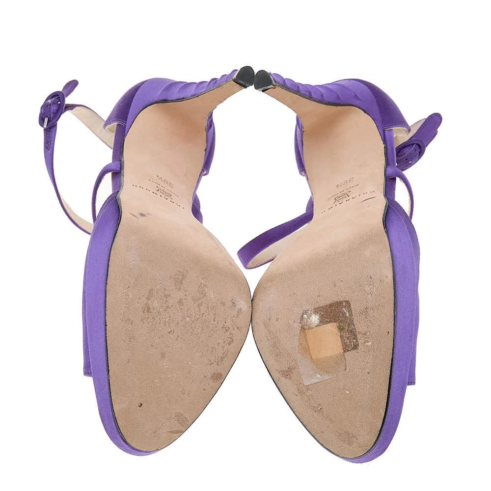 Brian Atwood Brian Atwood Purple Satin Platform Ankle Strap Sandals Size 38.5 6