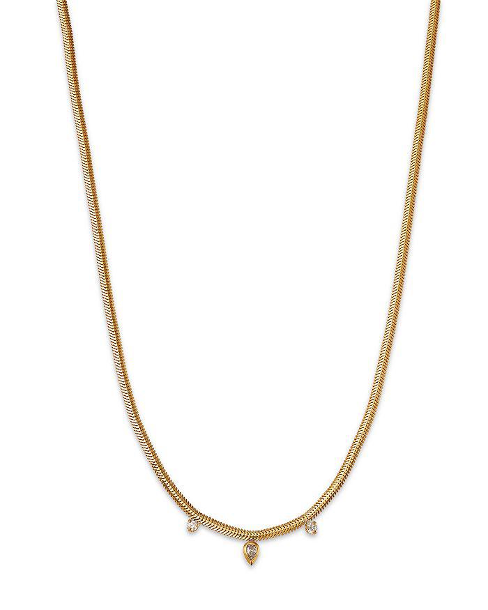 Zoe Chicco 14K Yellow Gold Pear & Prong Diamond Snake Chain Necklace, 16"
