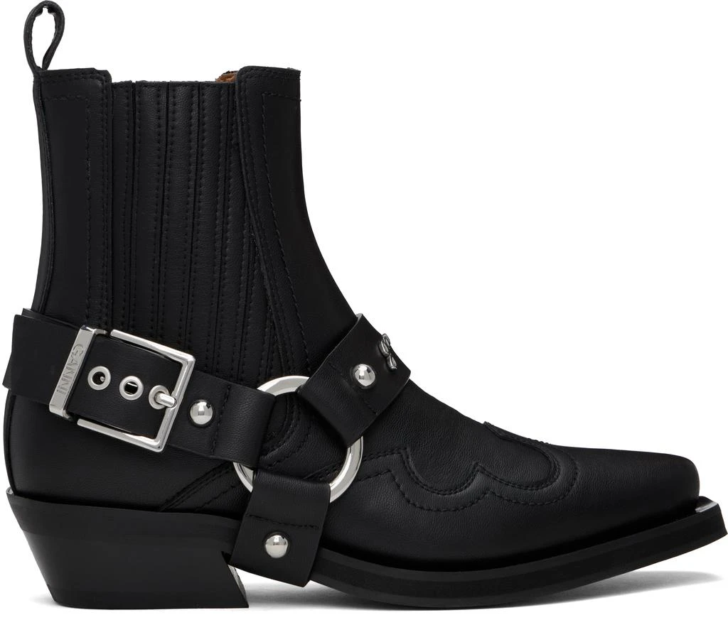 Ganni Black Low Cut Western Chelsea Boots 1
