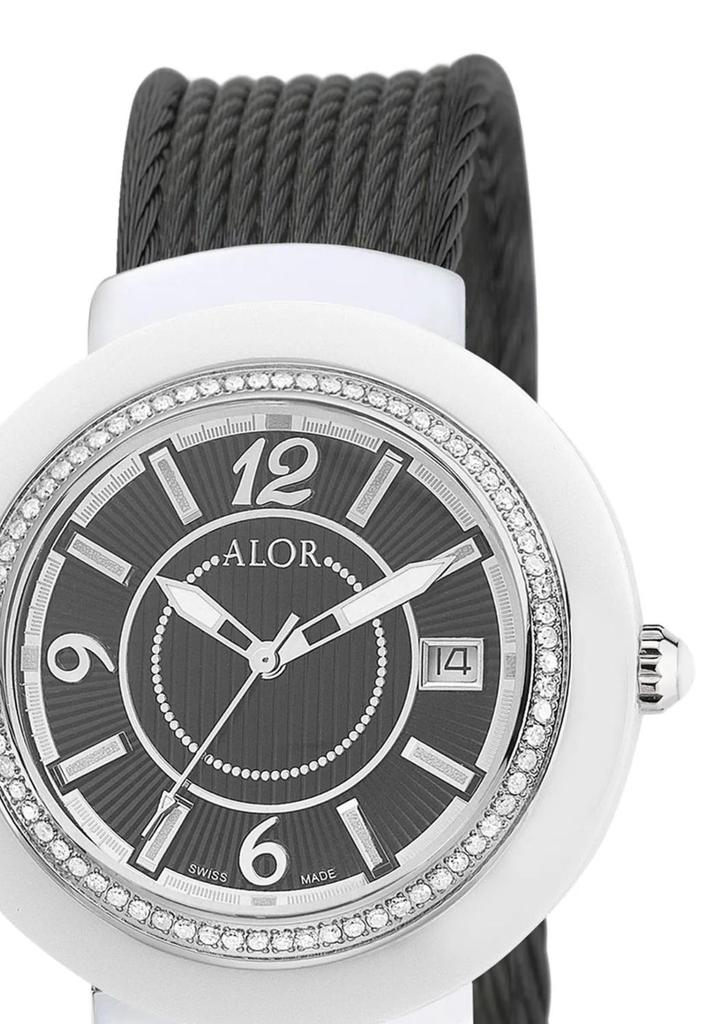 ALOR 0.73 Cts Cable Diamond Watch In Black