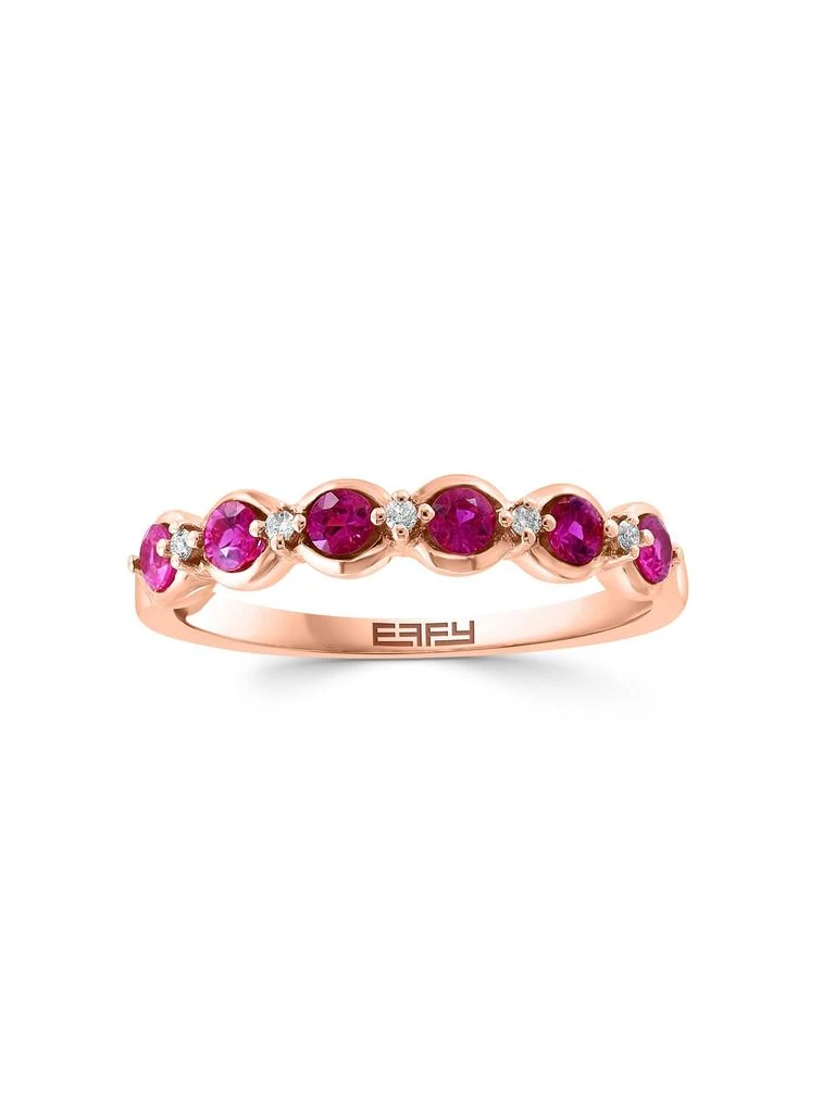 Effy ENY 14K Rose Goldplated Sterling Silver, Ruby 
0.04 TCW Diamond Ring 3