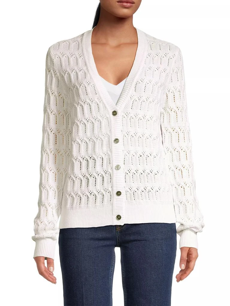 Minnie Rose Cotton-Cashmere Pointelle Cardigan 3