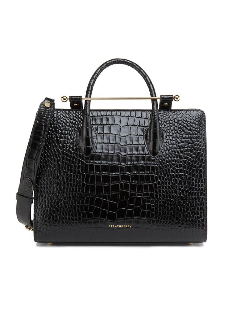 Strathberry Croc-Embossed Leather Midi Tote