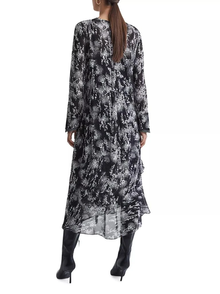 REISS Callie Printed Tie-Neck Midi-Dress 3