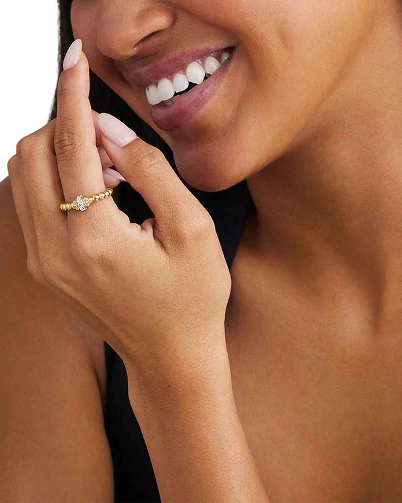 LAGOS 18K Yellow Gold Caviar Gold Diamond Rondelle Bead Stacking Ring 2