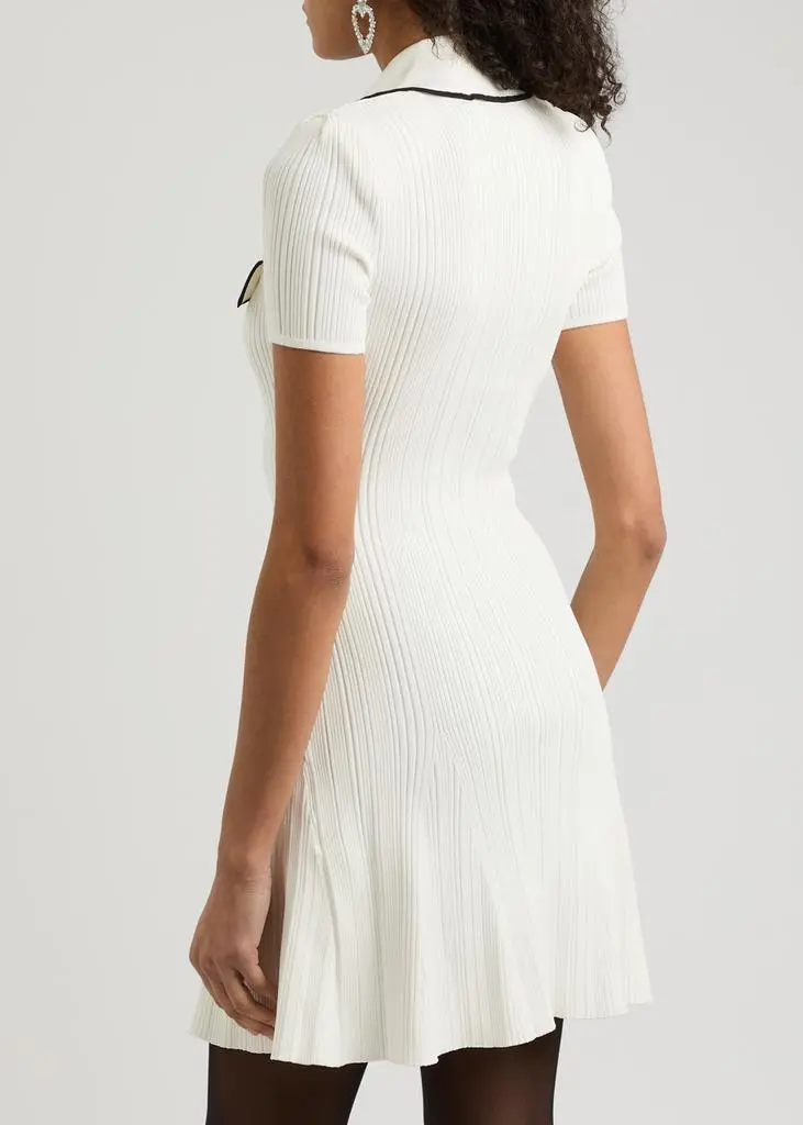 Self Portrait Contrast-trim ribbed-knit mini dress 3